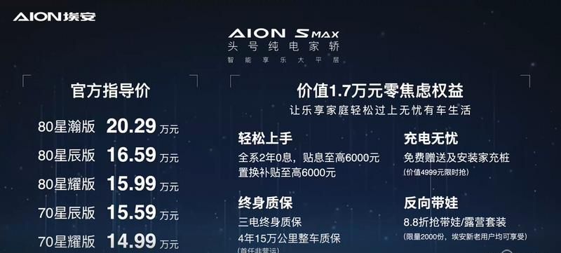 售价14.99万元起 同级电车最长续航 AION S MAX正式上市