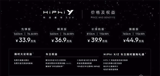 高合第三款车型HiPhi Y上市 售33.90万元起