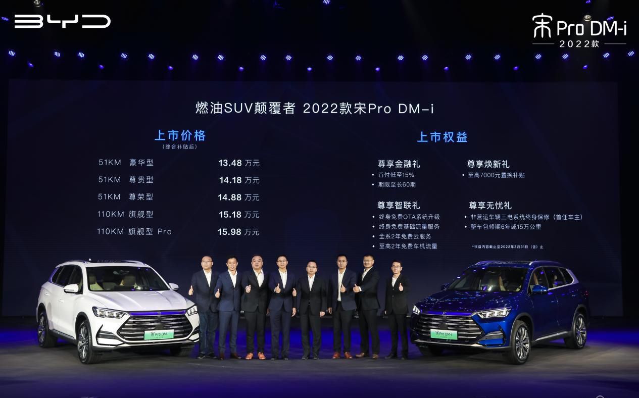 比亚迪不断突破新能源续航里程上限 起售13.48万元 2022款宋Pro DM-i来了！