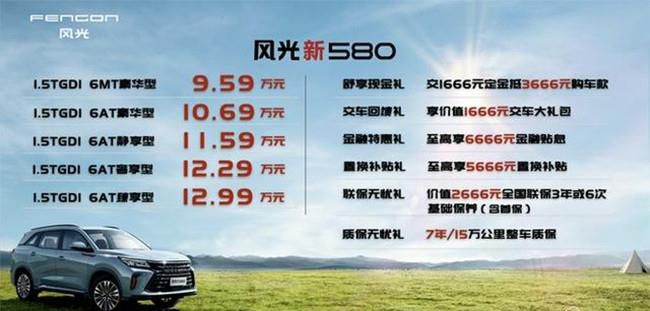 东风风光新580正式上市 售价9.59万-12.99万
