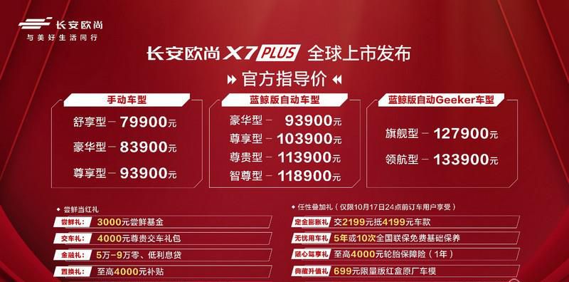 10万级SUV配置天花板 高性能智控大美SUV长安欧尚X7PLUS正式上市