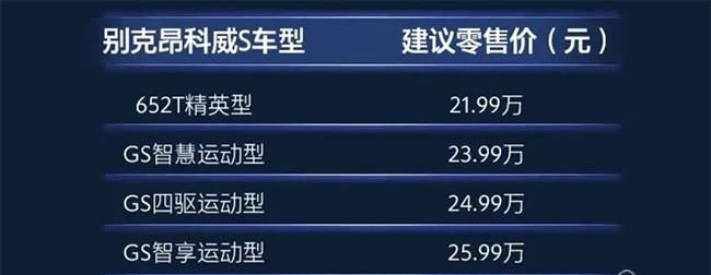 2022款别克昂科威S上市 售价21.99-27.99万