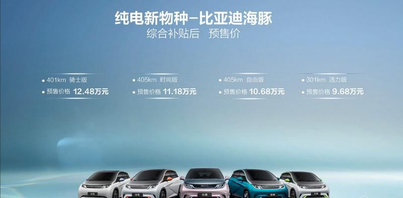 为海洋车系打样，9.68万元-12.48万元，比亚迪海豚预售正式启动