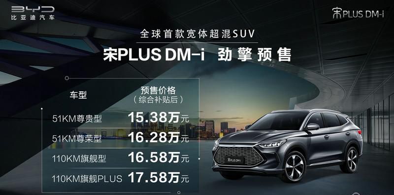 预售价15.38-17.58万元，宋PLUS DM-i正式亮相并开启预售
