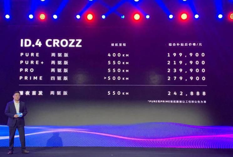 补贴后19.99万起 ID.4 CROZZ公布售价