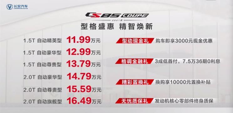 售11.99万元起 2021款CS85 COUPE上市