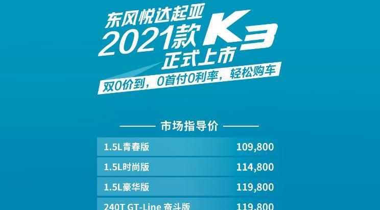 售价10.98万元起 新款起亚K3正式上市