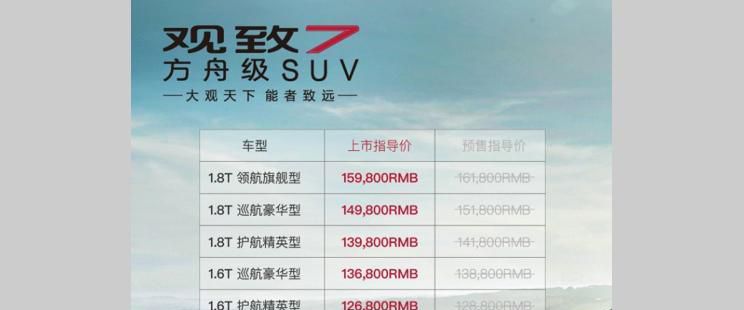 重新安装重新出发 观致7售10.98-15.98万余元