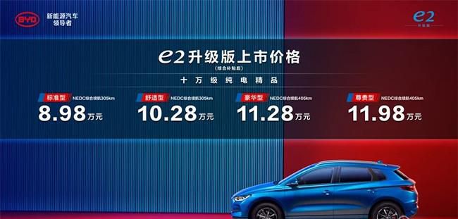 比亚迪e2升级版焕新上市 售价8.98万-11.98万