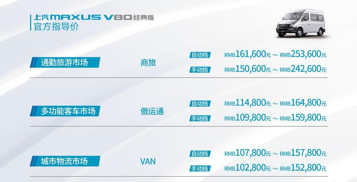 上汽MAXUS V80经典版上市 傲运通售价10.98万元起